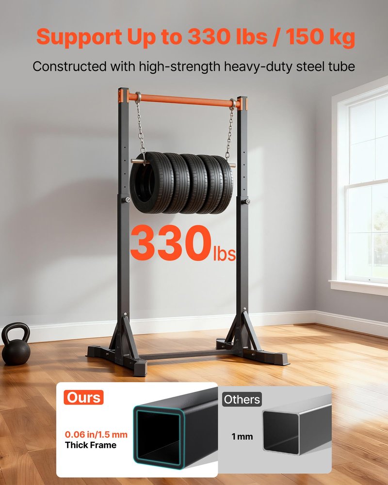 VEVOR Pull Up Bar, 330LBS Capacity Portable Pullup Bar Station, Pullup Bars Free Standing with H-Frame Structure & Heavy-Duty Steel Tube, 8 Level Height Adjustment Gravity Fitness for Arms Back Chest