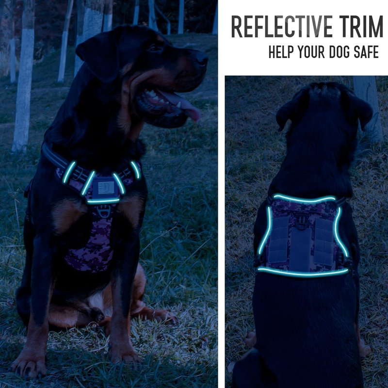 Tactical Dog Harness - Adjustable No-Pull Control Vest for Medium & Large Dogs | Camo Purple, Heavy Duty