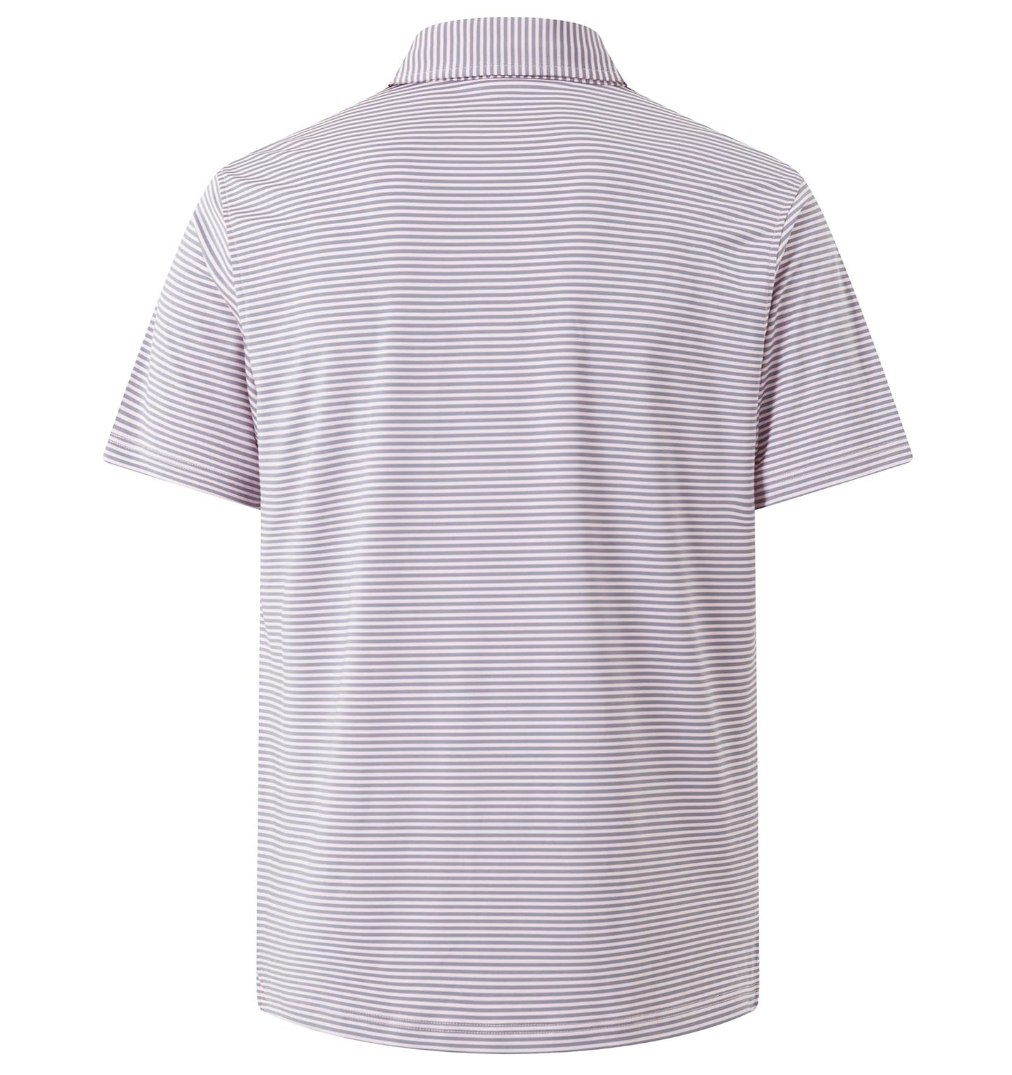 YAMXDM Golf Shirts for Men Moisture Wicking Short Sleeve Performance Sport Casual Striped Collared Mens Polo Shirt Pink Grey XL
