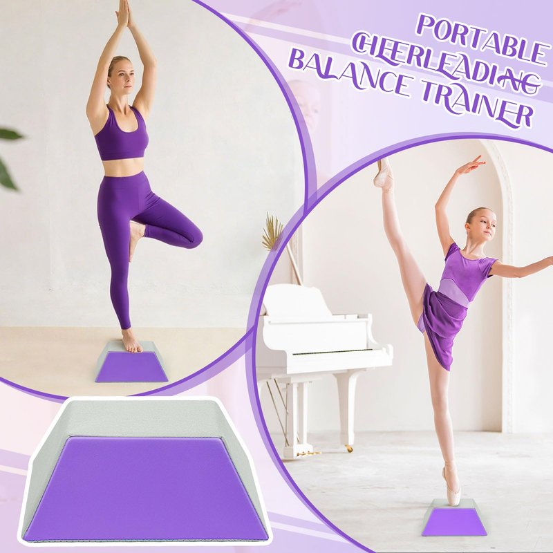 Cheerleading Balance Trainer, Purple, PU Anti-slip, Stunt Stand for Flyers, Balance Training Gymnastics Beam & Core Strength