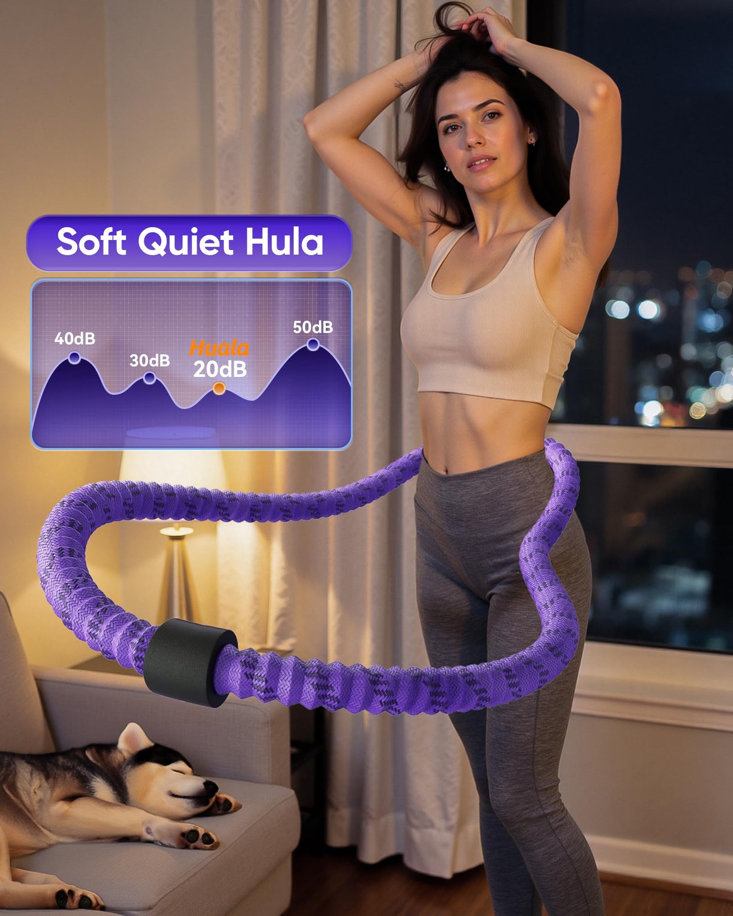 Weighted Hula Circle Hoop for Adult Weight Loss, Soft Silent Infinity Fitness Hoop, Exercise Workout Equipment