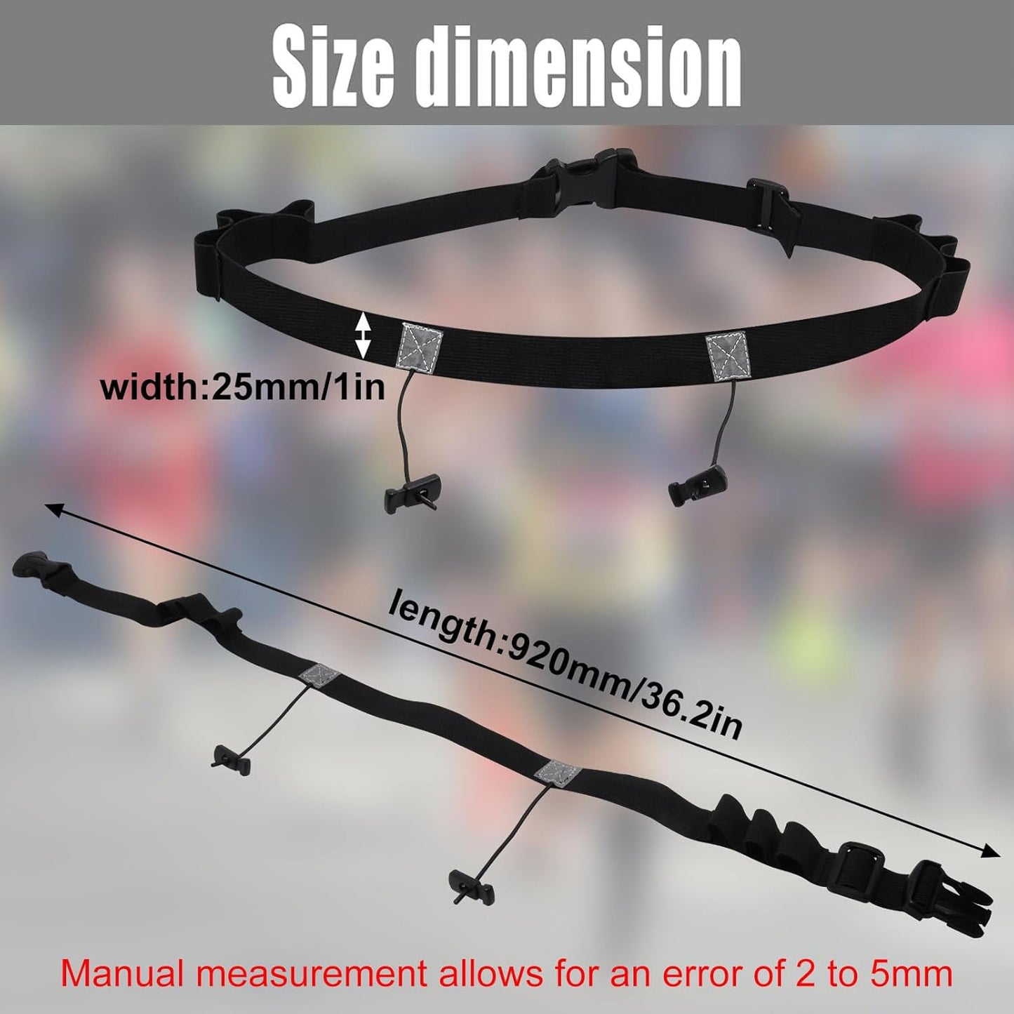 Race Number Belt - 2-Pack Bib Belts with 6 Energy Gel Loops | No Safety Pins for Marathon & Triathlon Running