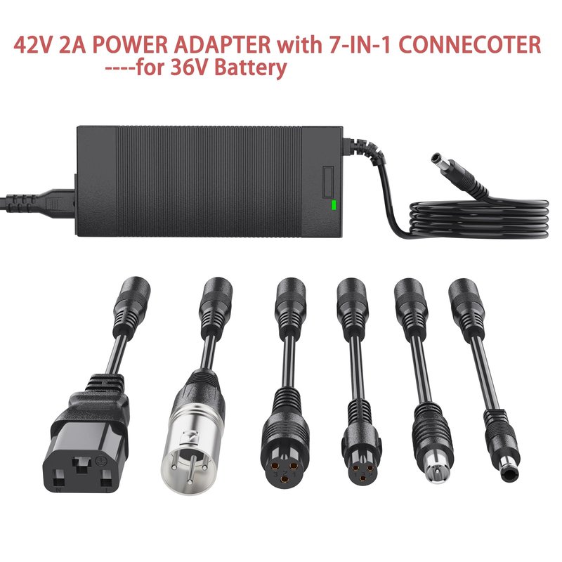 Qoovi UL Certified 42V 2A Electric Scooter Charger with 7-in-1 Plugs for Electric Bike 36V Lithium Battery,Compatible with Razor,Gotrax,Jetson,Voyage,Ninebot,Segway,Swagtron,Pocket Mod, Sports Mod