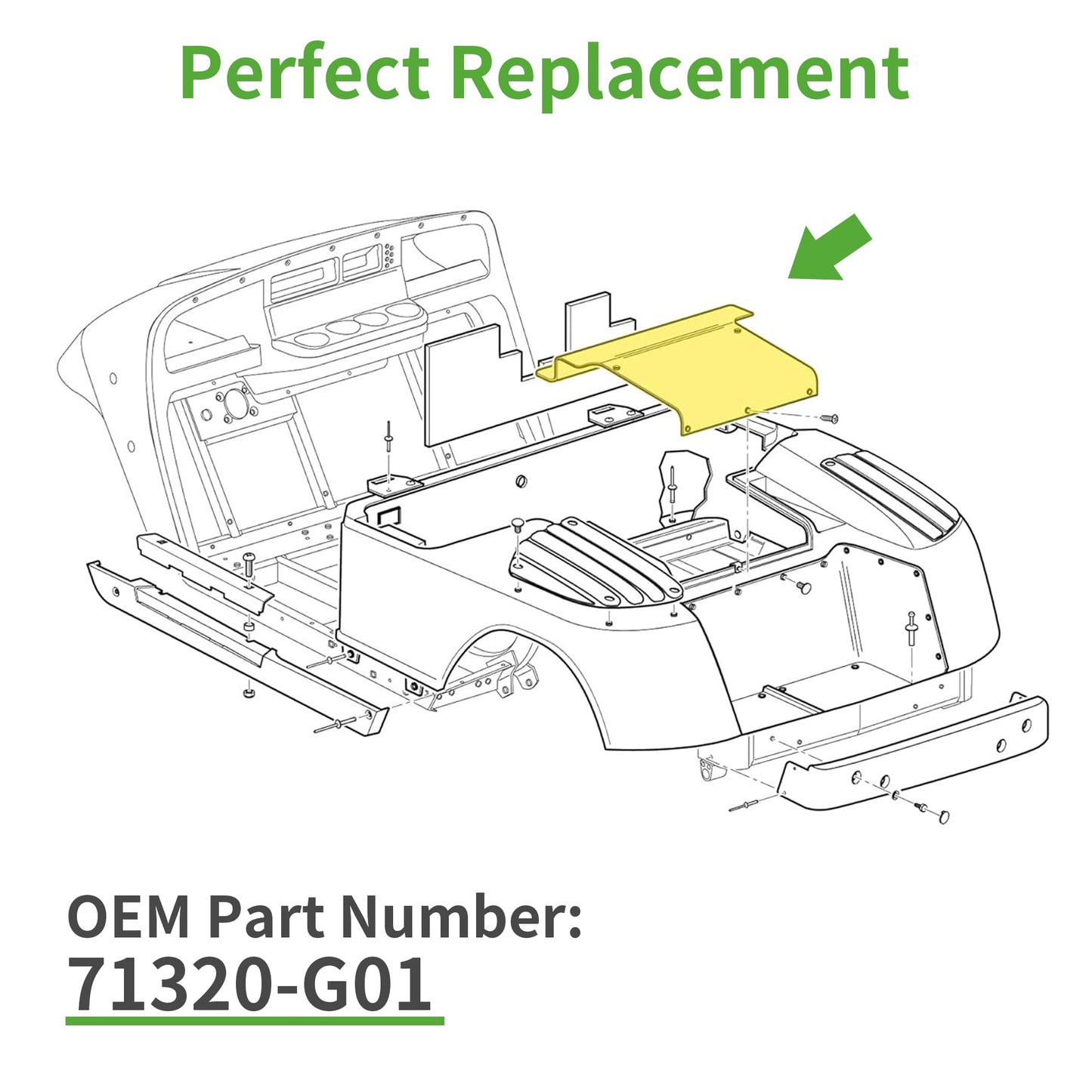 10L0L Golf Cart Access Panel Cover for EZGO TXT & Medalist 1994-2013 Gas or Electric, OEM# 71320-G01