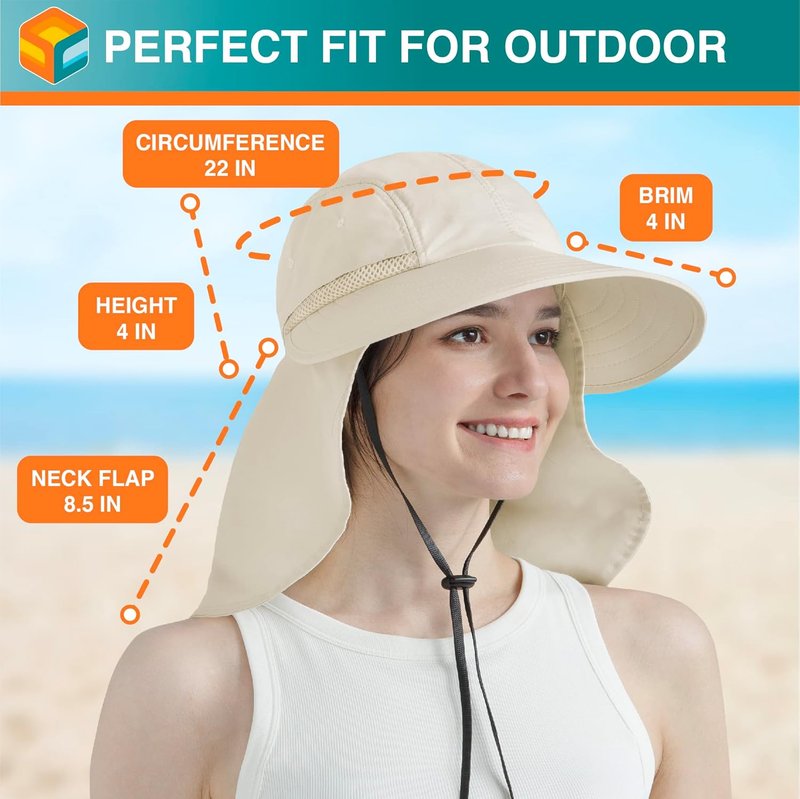 Women's Sun Hat UPF 50+ - Wide Brim UV Protection with Ponytail Hole & Neck Flap | Ideal for Gardening, Fishing & Hiking