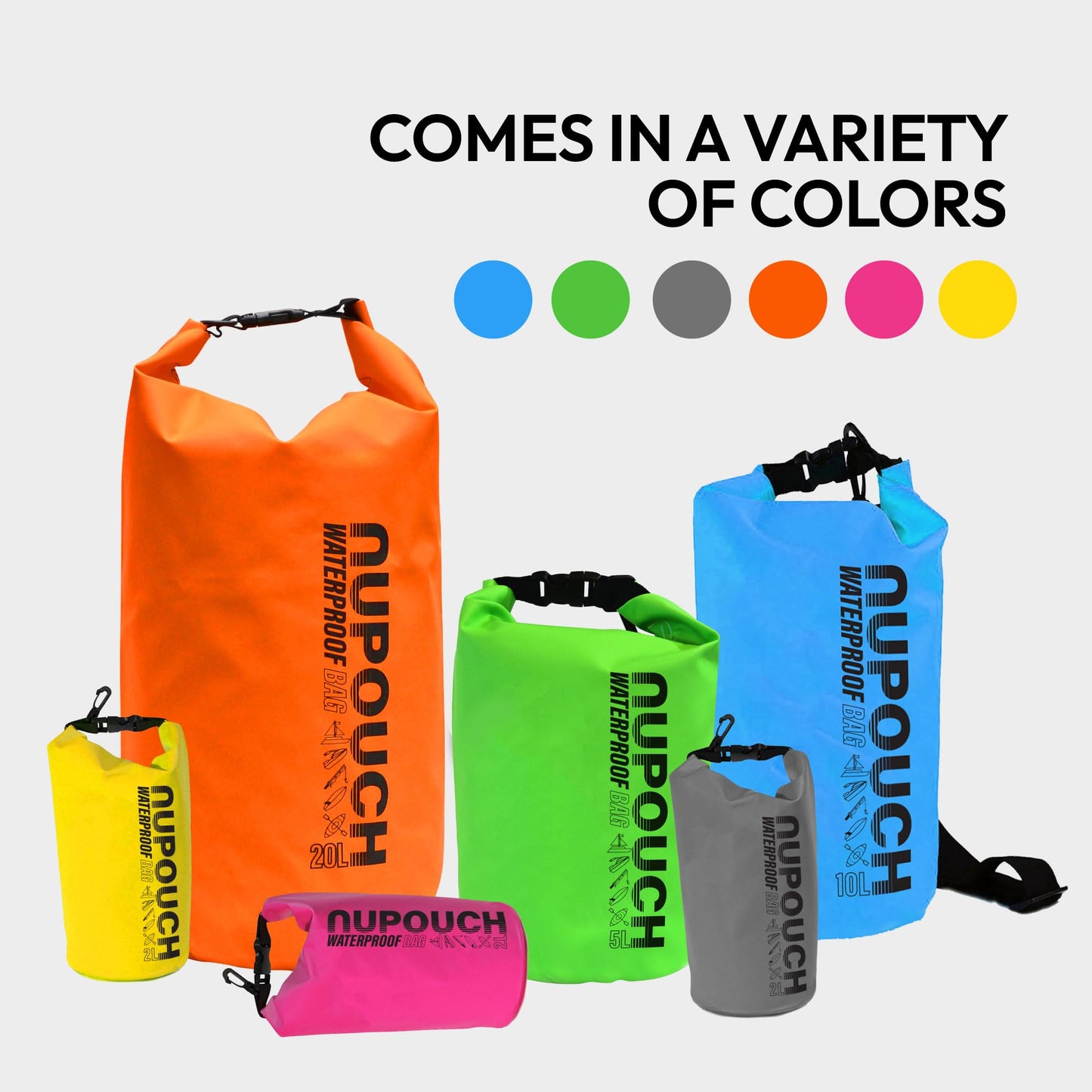 Nupouch Waterproof Dry Bag: 10L Green Roll Top Lightweight Dry Storage Bag, Backpack for Travel, Swimming, Boating, Kayaking, Camping, or Beach