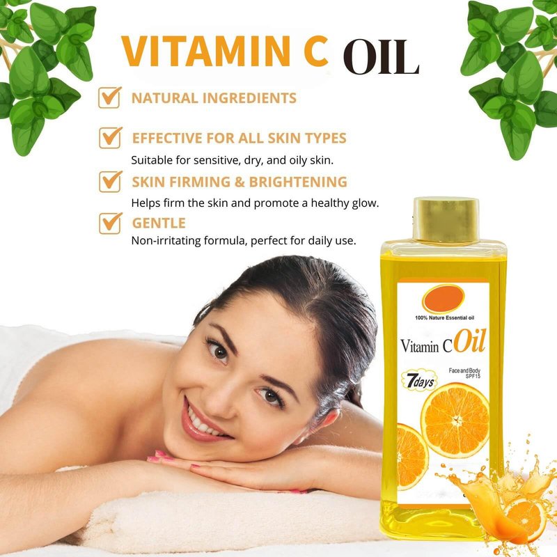 300ml Vitamin C Oil for Skin Brightening - Organic Vitamin C Oil for Face & Body - Soft 7 Body Oil, Moisturizing