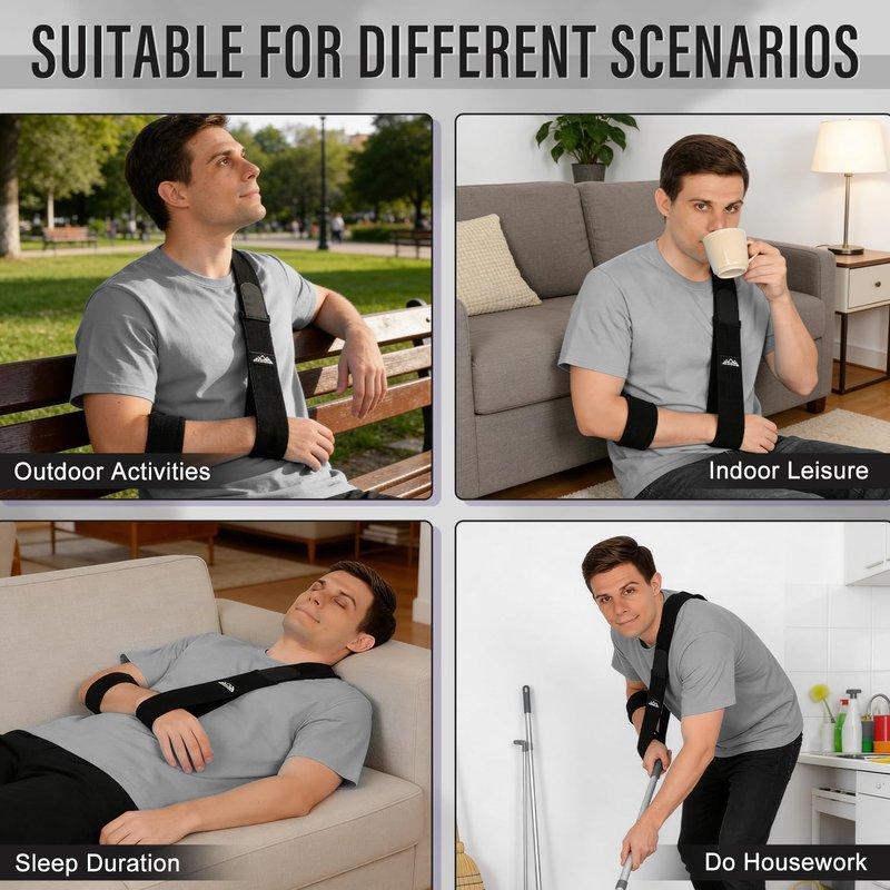 supregear Arm Sling, Adjustable Arm Support Strap, Lightweight Shoulder Immobilizer for Injured Elbow, Broken Collarbone, Torn Rotator Cuff, Dislocation or AC Separation, Left Right, Men Women