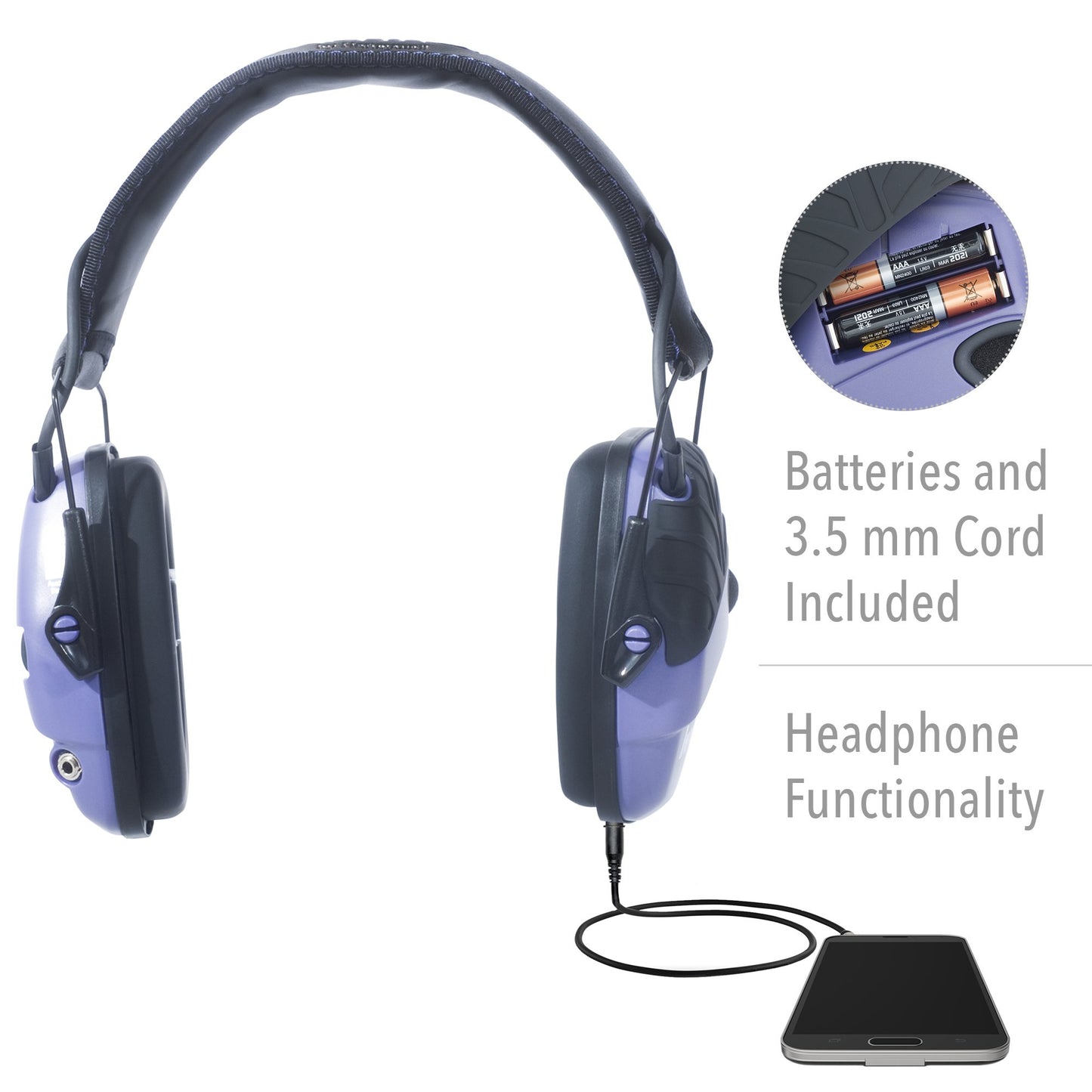 Howard Leight by Honeywell Impact Sport Sound Amplification Electronic Shooting Earmuff, Purple (R-02522), One Size, Adjustable