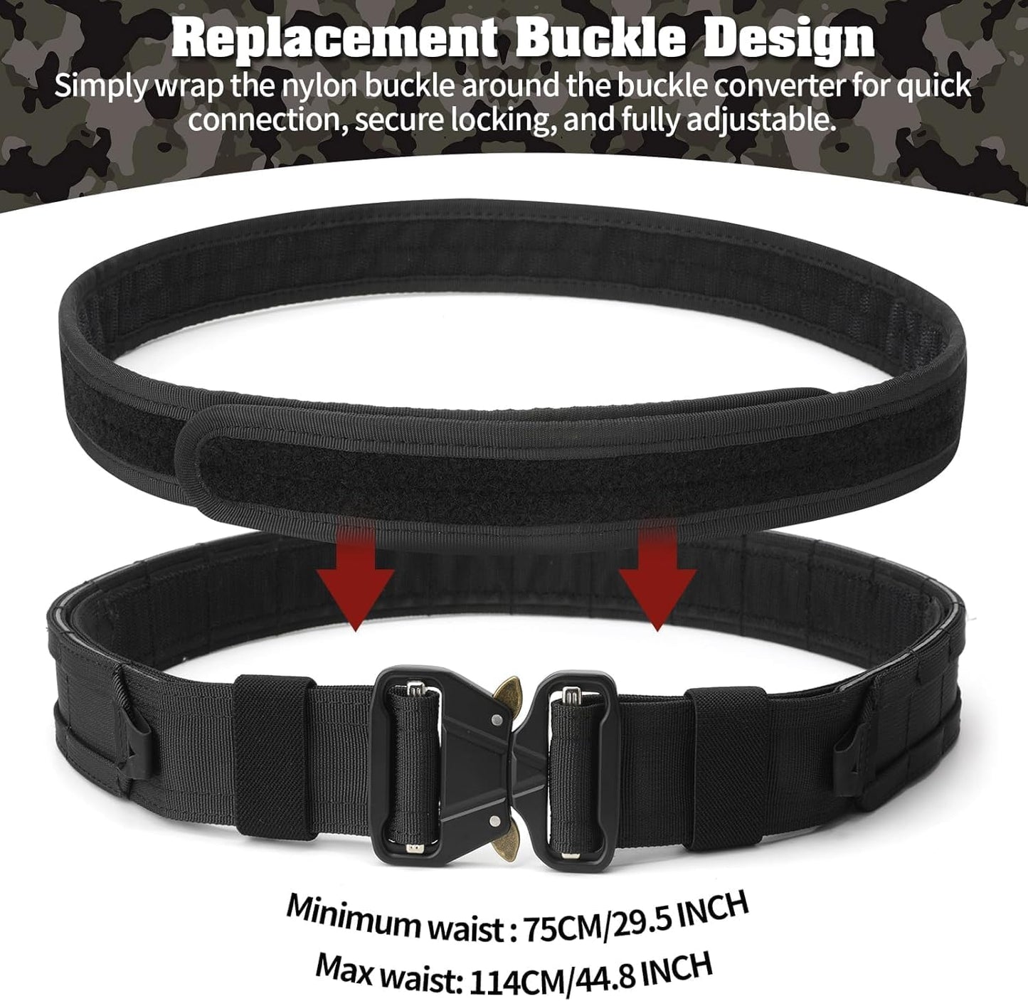 Tactical Battle Belts for Men - Heavy Duty Quick Release Airsoft Belt with 7 Pouches | Adjustable Size