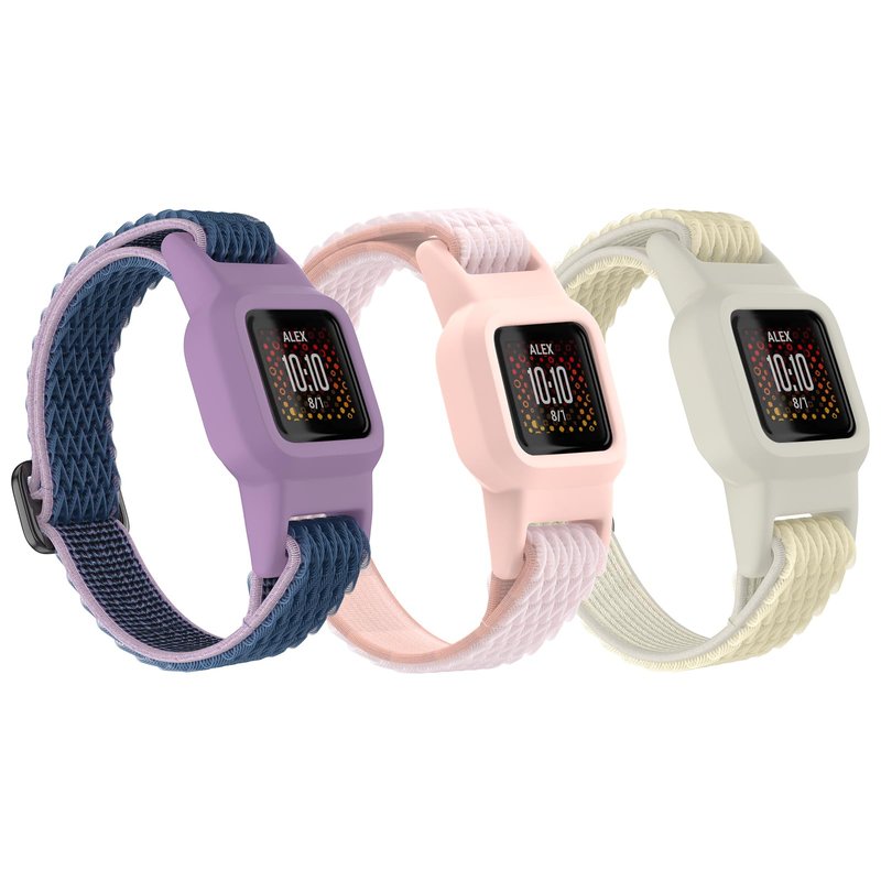 Vanet 3 Pack Compatible with Garmin Vivofit Jr 3 Bands for Kids, Soft Nylon Straps Silicone Sport Breathable Bands Adjustable Replacement Wristbands (set)