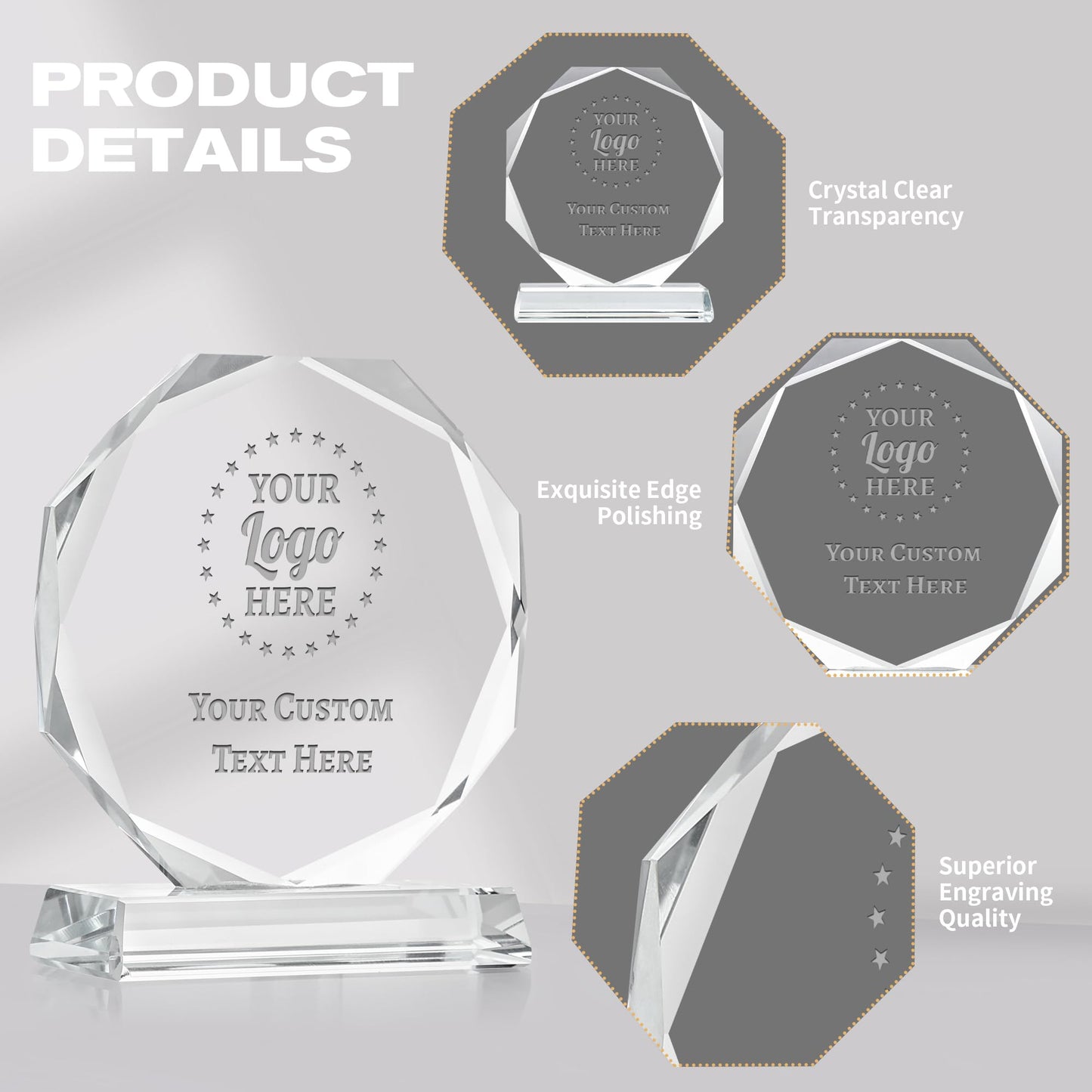 ZALHIN Personalized Crystal Trophy Award - Award for Employees- Plaques Personalized Engraved- Coworker Gift,Employee Appreciation Gift,Retirement Goodbye Farewell Gift (Custom Logo/Engraved)