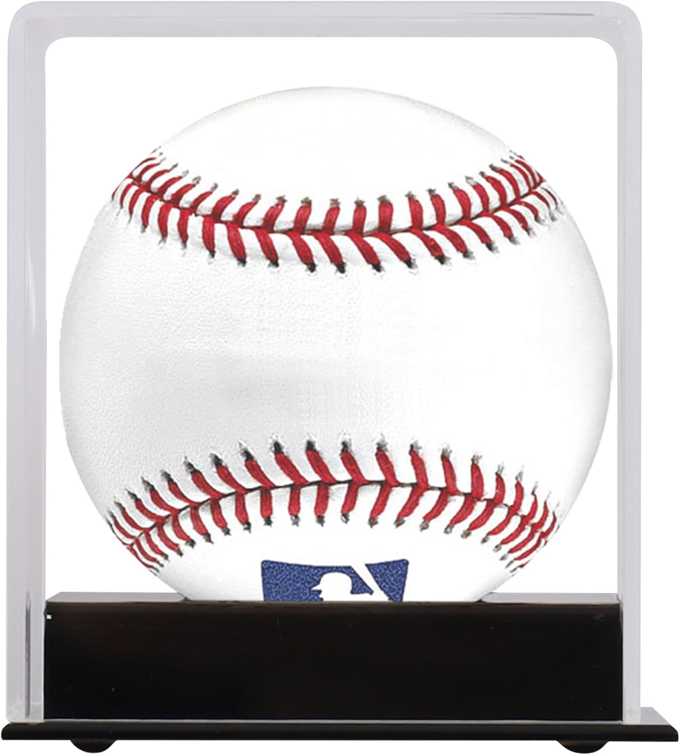 UV Protection Softball Display Case - Clear Cube for 12-Inch Balls | Black Plastic Stand