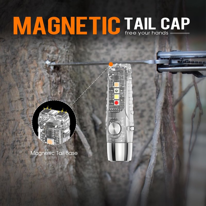TUNENGE S12Pro Keychain Flashlight Rechargeable,750 High Lumen EDC Mini Flashlight with Clip,Multifunction COB Light with 365nmUV-11 Lighting Modes, Tail Magnet, Flash Light