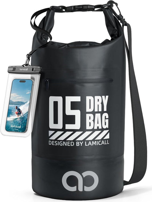 Lamicall Waterproof Dry Bag - Durable Floating 5L/10L/20L/30L/40L with Phone Pouch | Ideal for Kayaking, Paddle Boarding, Hiking, Fishing