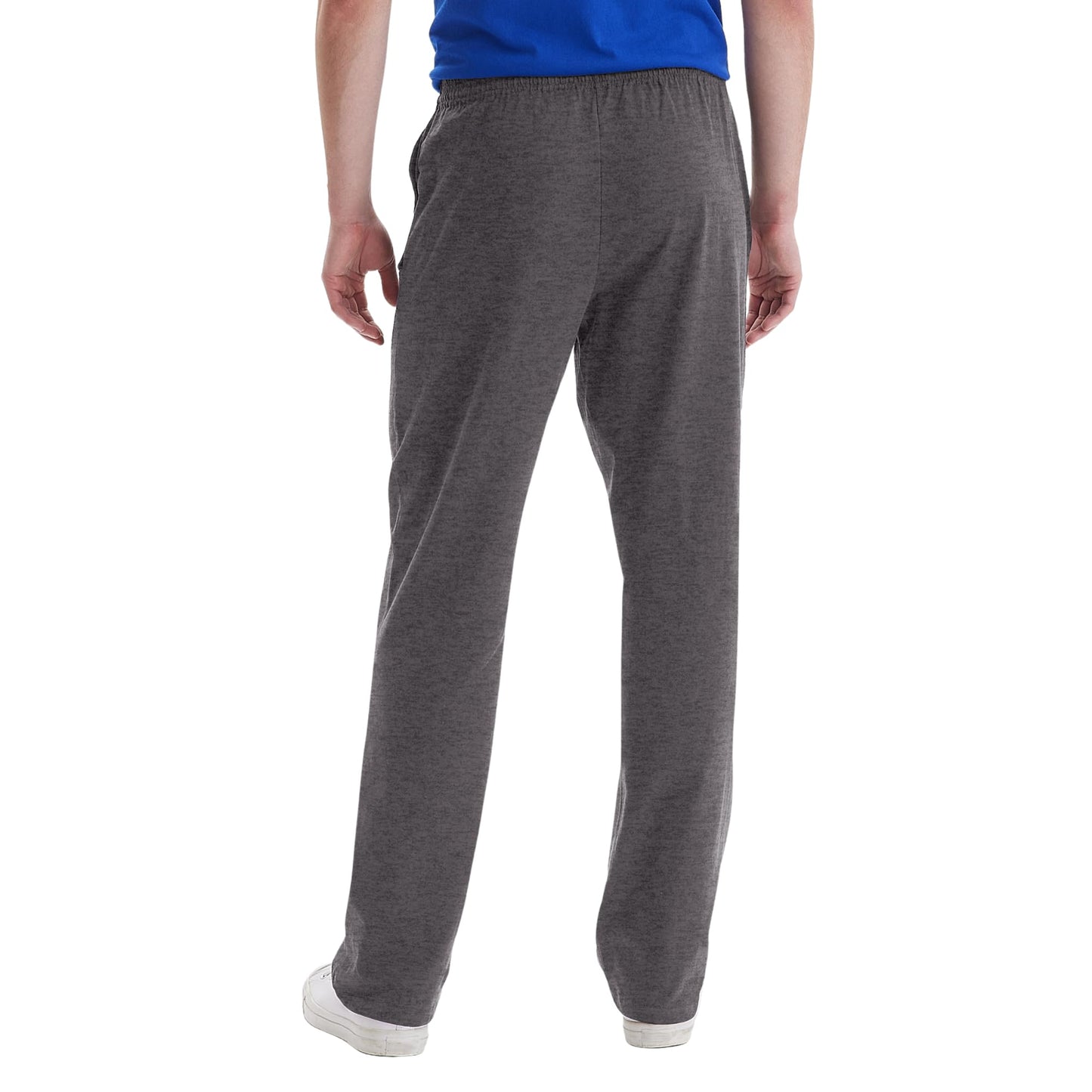 Hanes Essentials Sweatpants, Men’s Cotton Jersey Pants with Pockets, 33”, Charcoal Heather, Large