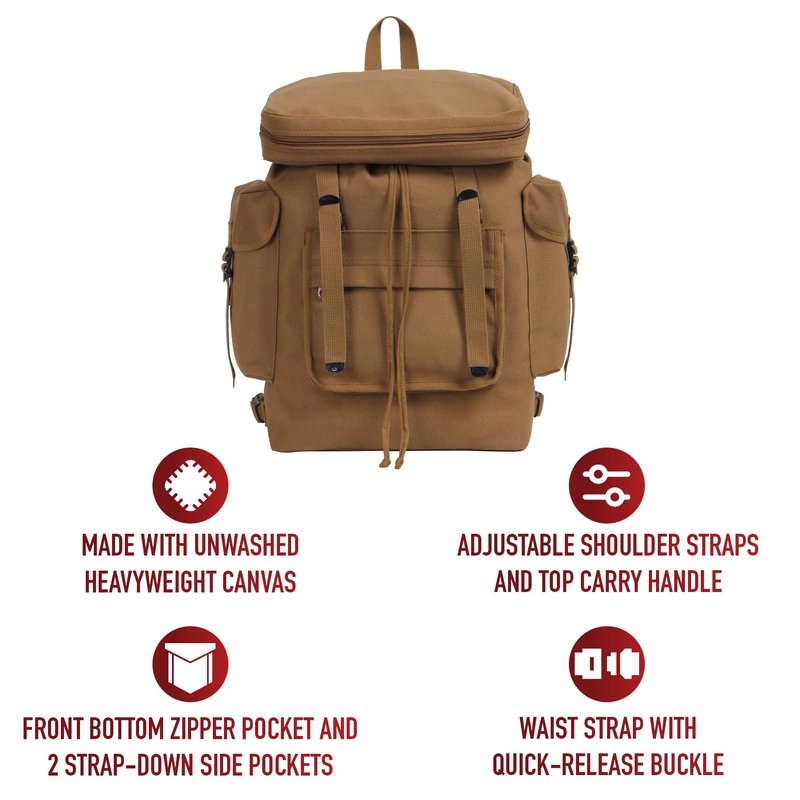 Rothco Canvas European Style Rucksack (Coyote Brown)