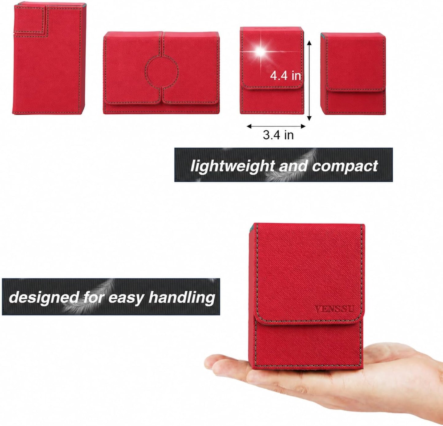MTG Deck Box - Commander Display for 100 Double Sleeved Cards | Red and Green with 2 Dividers & 1 Toploader