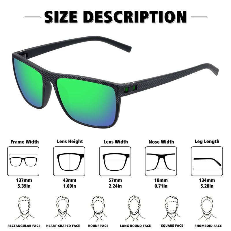 STORYCOAST Polarized Sunglasses for Men Women Classic Square Sports Fishing Running Golf Sun Glasses UV Protection 4Pack-Black+Red+Blue+Green