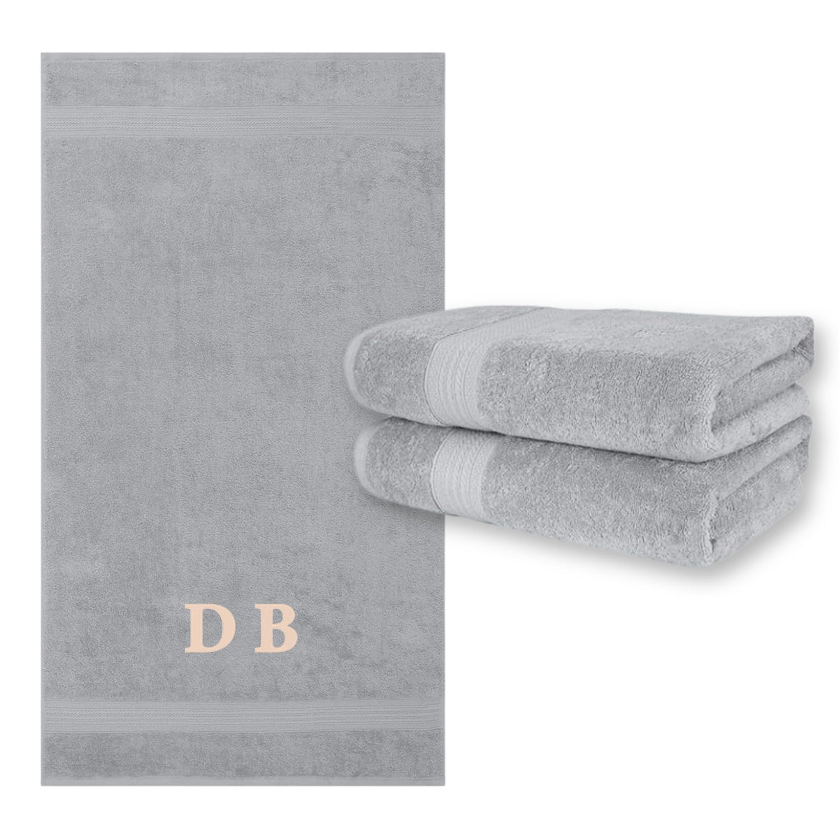 Kaufman - 2 Piece 100% Cotton Bath Towel Set Custom Embroidered | 54 x 30 in | 2 Luxury Bath Towels | Highly Absorbent & Quick Dry Towel | Thick & Soft Premium Bath Towels for Bathroom