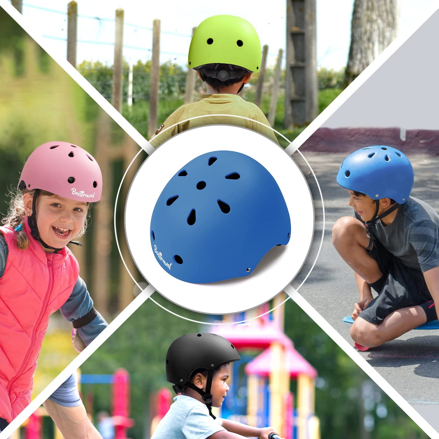 Besttravel Kids Bike Helmet, Toddler Adjustable Toddler Bike Helmet Ages 3-8 Years Old Boys Girls Multi-Sports Safety (Blue)