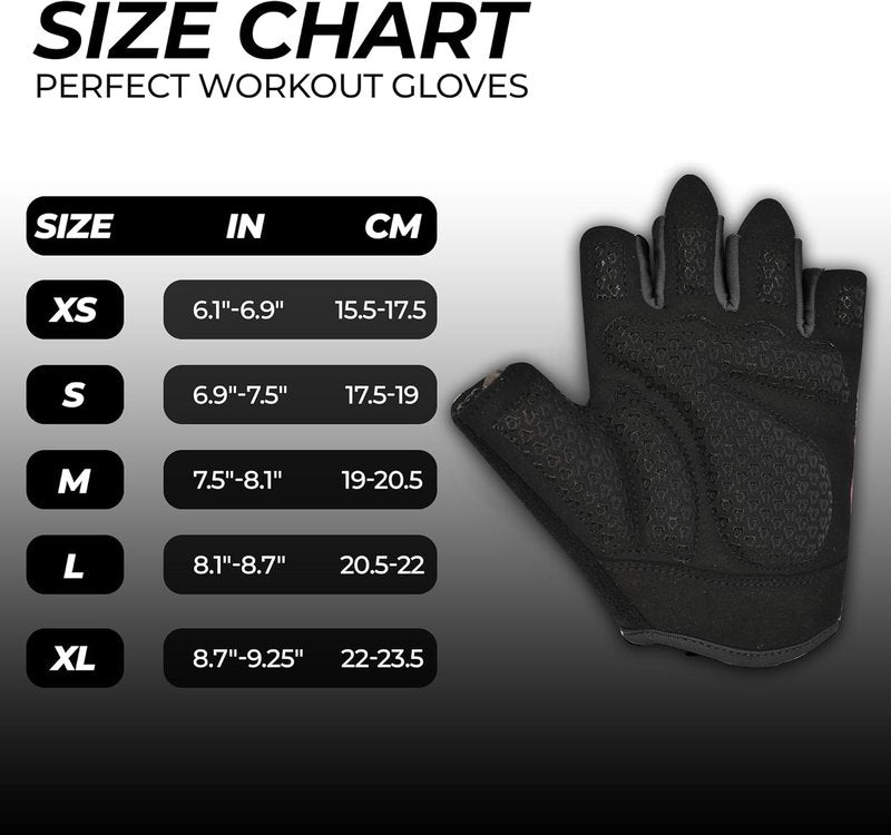 FIGHTSENSE Workout Gloves - Non-Slip Silicon Padded Palm, Breathable Weightlifting & Gym Gloves for Men & Women | Lightweight Design