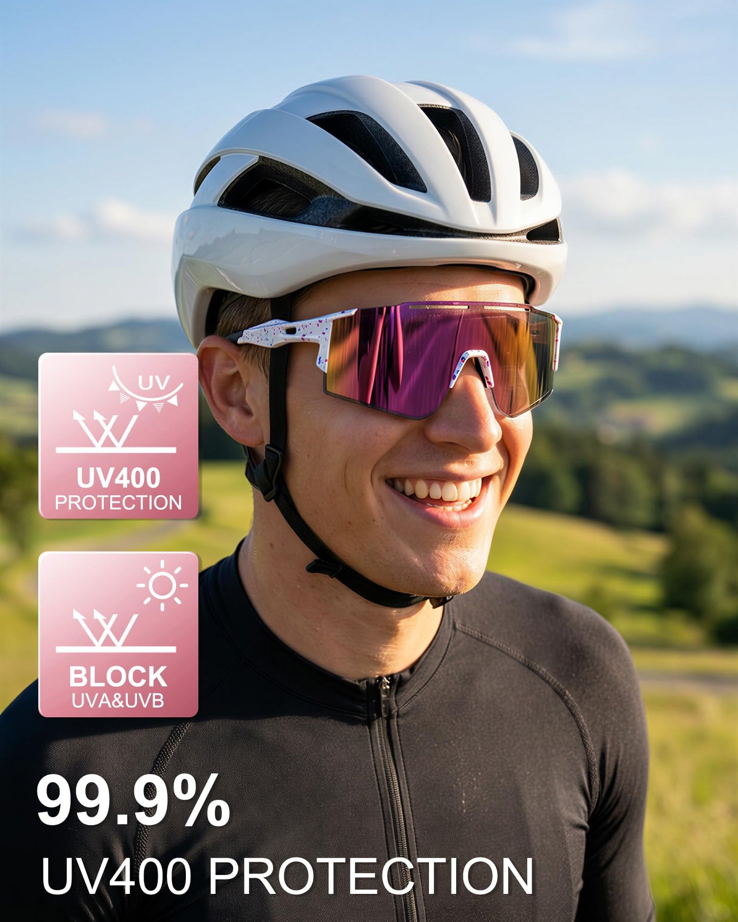OULAIQI Cycling Sunglasses for Cycling Men Women Baseball Glasses 1 Lens