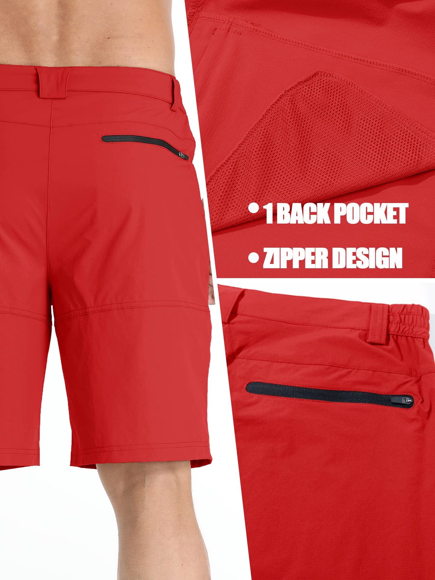 TACVASEN Mens Cargo Shorts Casual Dress Hiking Shorts Quick Dry Outdoor Waterproof Lightweight Tactical Work Fishing Travel Summer Red 32