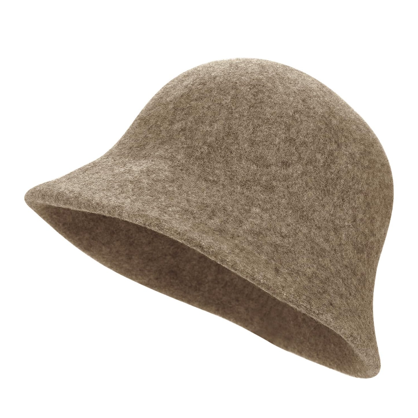 Women Cloche Bucket Hat Vintage Faux Wool Felt Hat Winter Warm Church Bowler Hat Ladies Fedora Hat Fall Bell Round Cap Brown