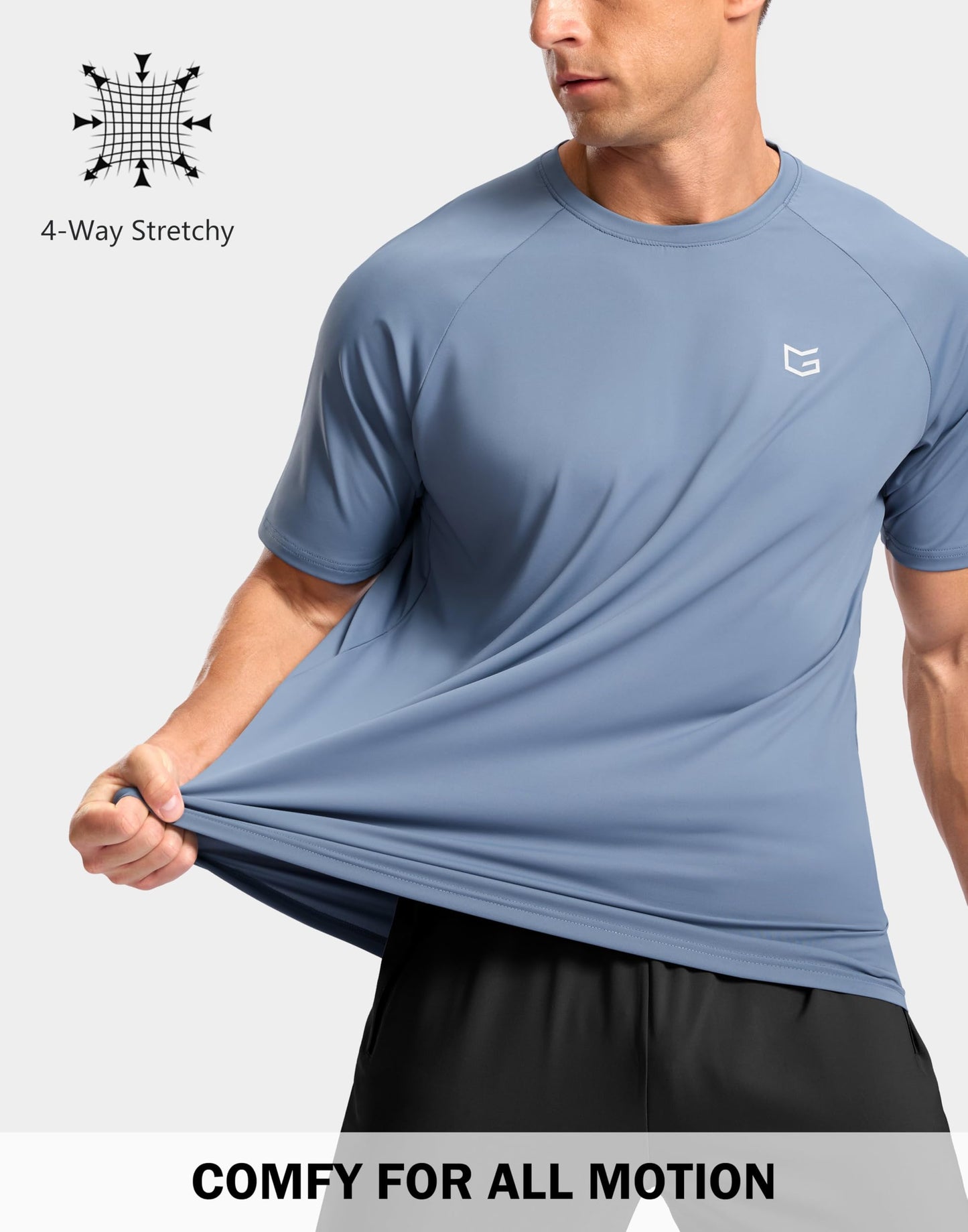 G Gradual Men's Athletic Workout T-Shirts Moisture Wicking Cooling Running Shirts Short Sleeve Performance Tee for Gym Tennis(Slate Blue,S)