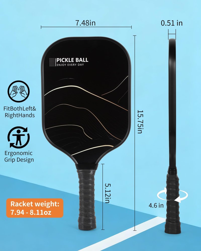 Pickleball Paddles Set of 2 for Beginners & Casual Players, Lightweight Fiberglass Rackets with Large Sweet Spot, Comfortable Grip, Includes 4 Outdoor Balls & Carry Bag – Easy Control & Fun Play Anywh