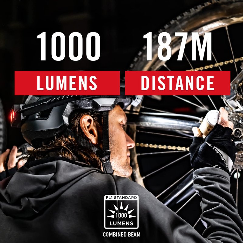 Coast RL20RB 1000 Lumen Tri-Color LED Rerchargeable Headlamp with Included Extra Power Pack, Flood and Spot Beams, Variable Light Control, Red/Green Modes