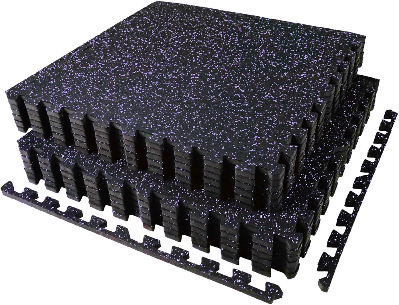Exercise Equipment Mats - 0.56in Thick Interlocking Rubber Tiles | 48 Sq Ft Gym Flooring, Heavy-Duty EVA Foam, 24 x 24in