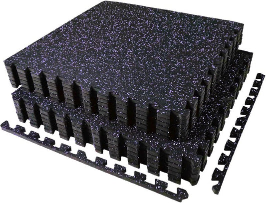 Exercise Equipment Mats - 0.56in Thick Interlocking Rubber Tiles | 48 Sq Ft Gym Flooring, Heavy-Duty EVA Foam, 24 x 24in