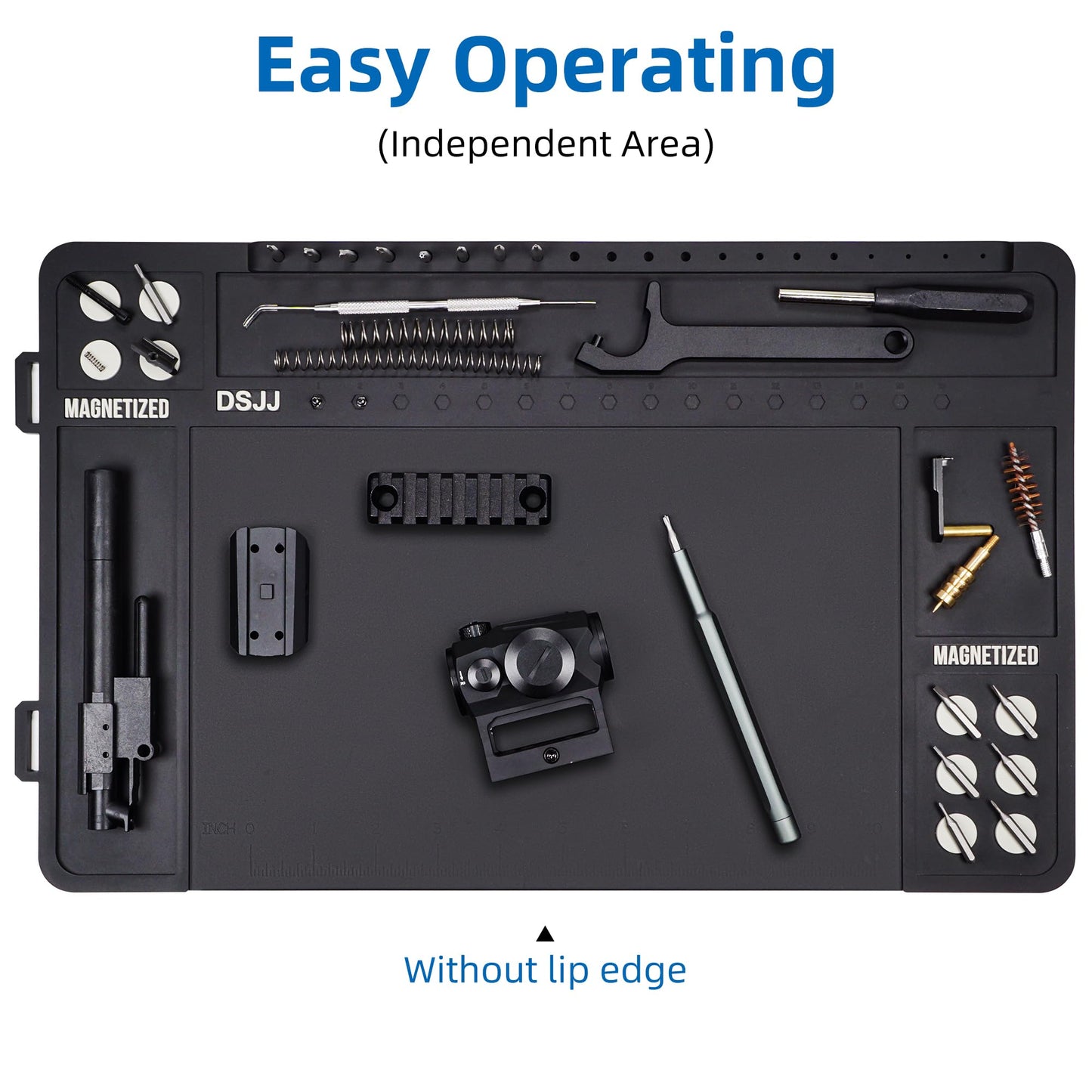 CKPART Pistol Gun Cleaning Mat, Premium Gun Cleaning Pad with Organizer Parts Tray, Anti-Slip Rubberized Pistol Gun Mat, Protective Workbench Mat for Pistol Cleaning (16.5"x 10.43") (Black)
