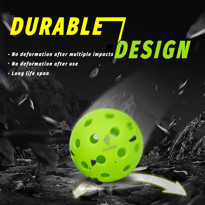 Gustamucho Fligon Pickleball Balls, 12-Pack, Pickleball Balls 40-Hole Outdoor Design, High Bounce, True Flight & Durability for All Skill Levels（Green）