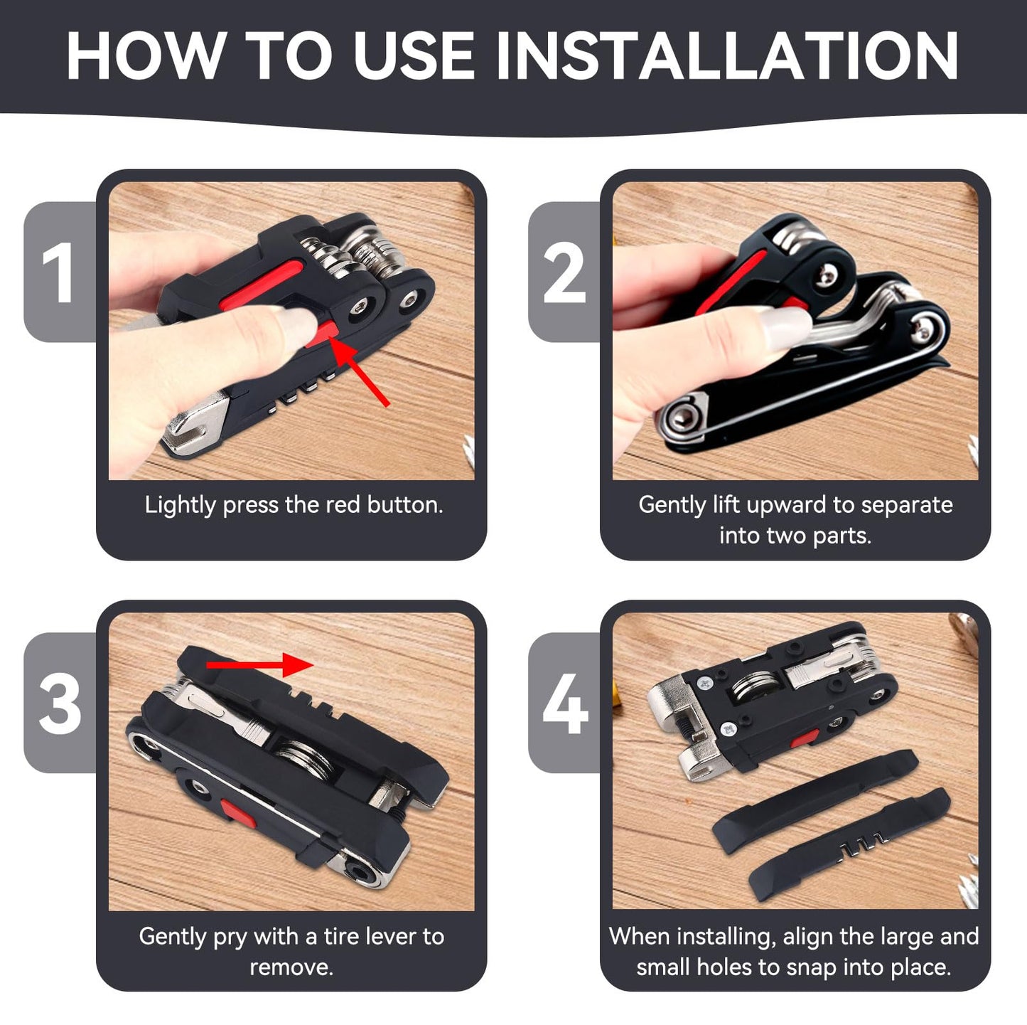 Bike Tool, 16 in 1 Multi Tool Mountain Bike Multitool Portable Foldable Repair Kit Cycling Multitool with Chain Breaker and Allen Wrench