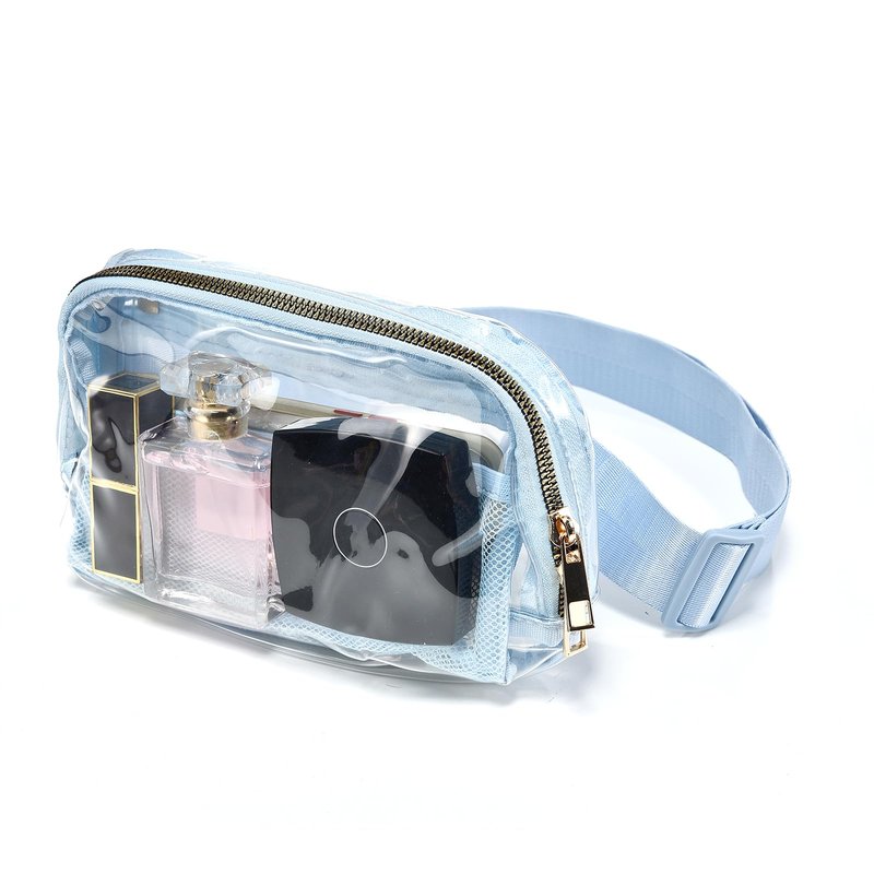 Clear Bag for Stadium Events, Clear Fanny Pack for Women, Stadium Crossbody Purse with Adjustable Strap, TPU Waist Pack for Concerts Sports Travelling Hiking Running (Blue)