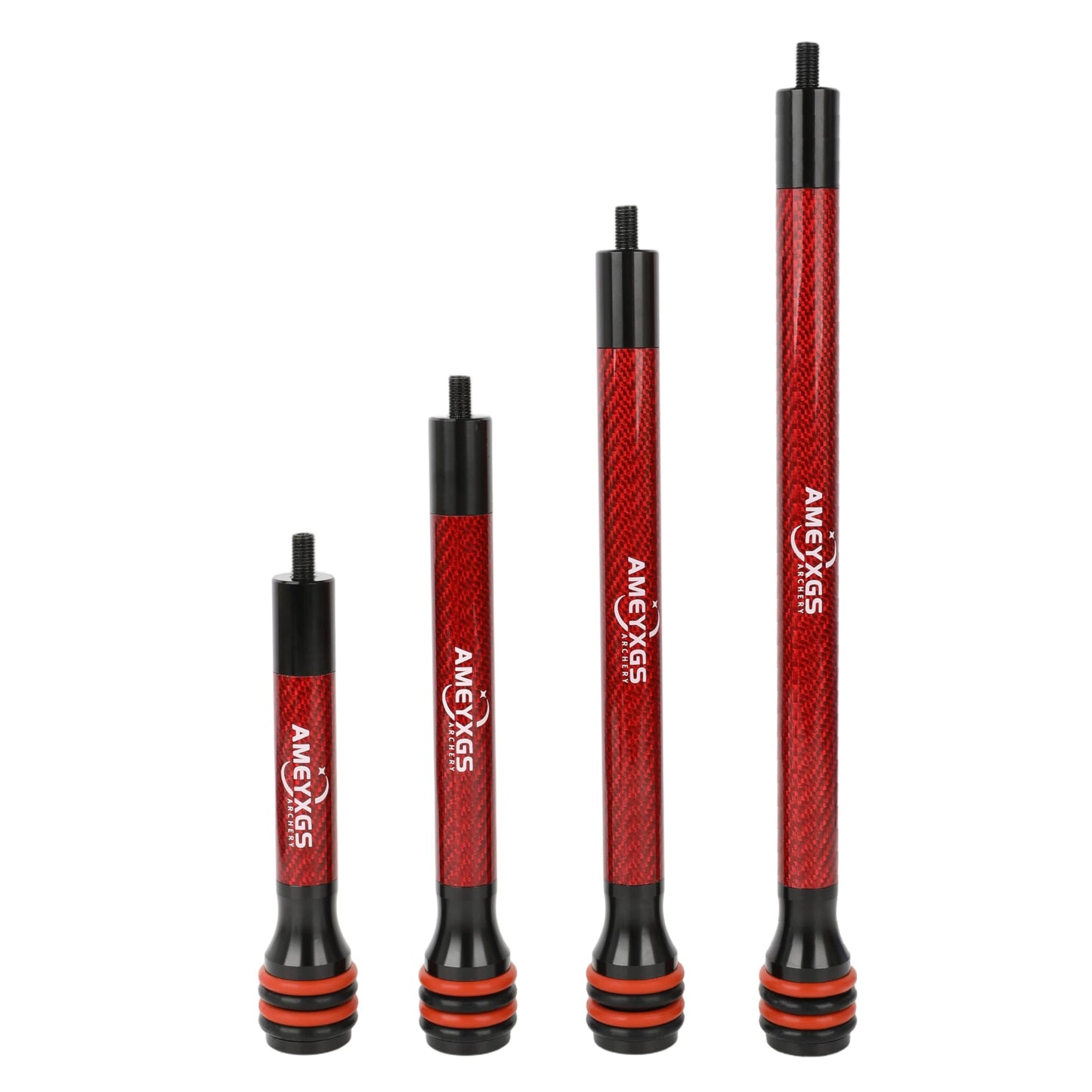 AMEYXGS 6/8/10/12 Inch Archery Bow Stabilizer Carbon Fiber Balance Bar Rod Side Rod Stabilizer Dampen Weight for Compound Bow Recurve Bow Accessory (red, 10 Inch)