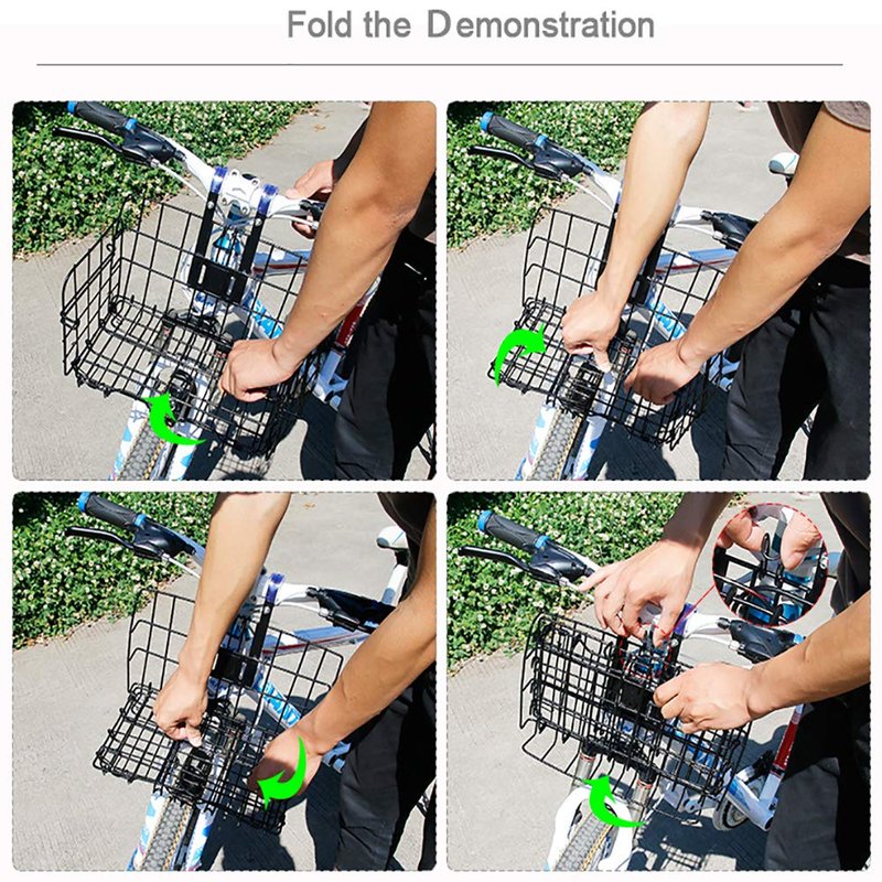 Hamiledyi Folding Bike Basket,Lift-Off Front Bike Basket with Handles Easy Installation Rear Cargo Rack - Rust Proof Bicycle Bag for Mountain Bike Accessories