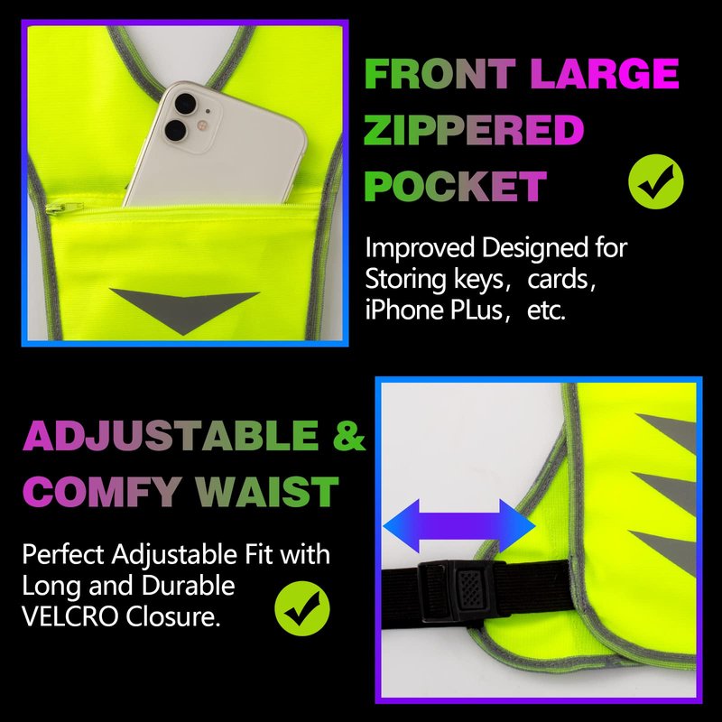 GoxRunx Reflective Running Vest Gear for Women Men Kids, Safety Reflective Vest for Night Cycling Walking Bicycle (Green)