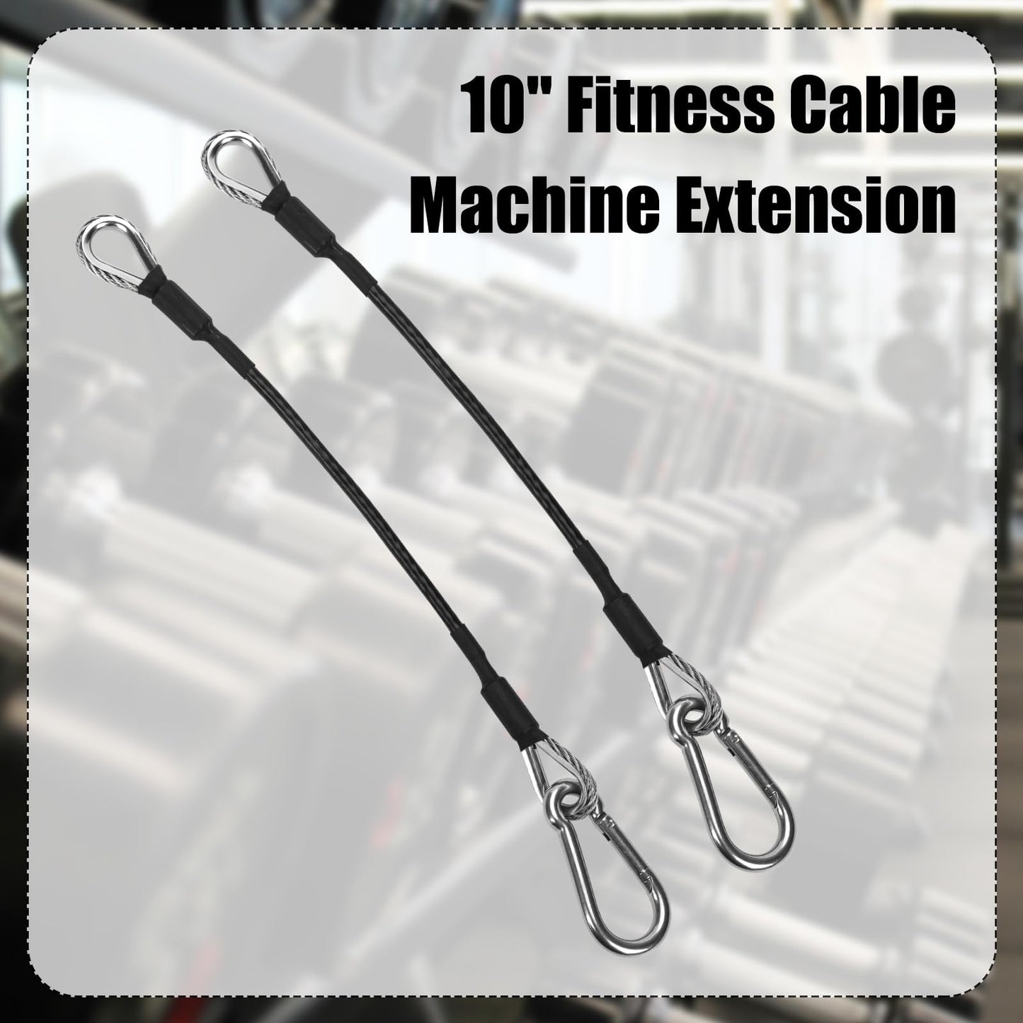 2pcs 10" Gym Extension Cable, Fitness Extension Rope Attachments Compatible with Bowflex, Home Gym Machine Accessories Replacement with Carabiner, for Leg Extension, LAT/Tricep Pull Down (1 Pair)