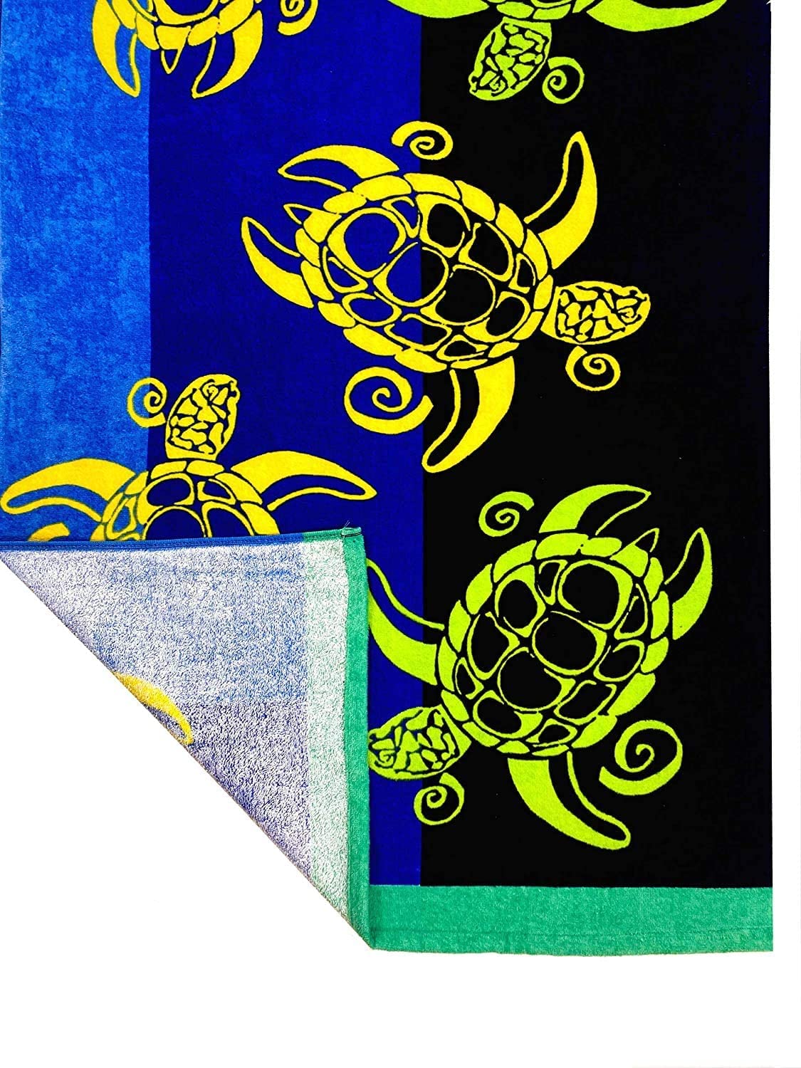 Kaufman - Beach Towels, 100% Soft, Plush Absorbent Cotton Velour, Large Size 30'' x 60'', Quick Dry Printed Beach, Pool and Bath Towel (SWM Turtles, 1)
