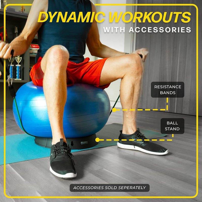 26 Inch Exercise Ball - Yoga & Fitness Stability Ball for Home, Office & Gym | Includes Quick Pump