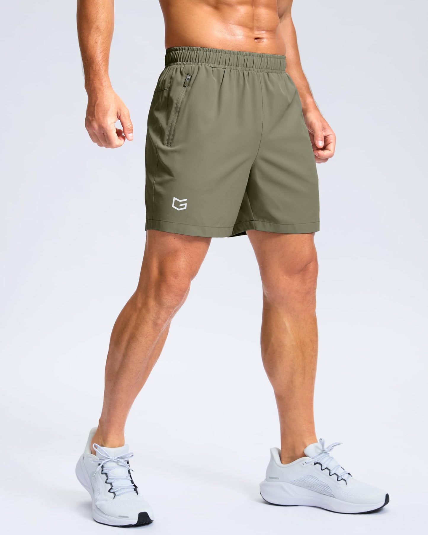 G Gradual Men's Athletic Running Shorts with Zipper Pockets Quick Dry 7"/ 5"/ 9" Workout Gym Shorts for Basketball Hiking(Sage Green,5XXXL)