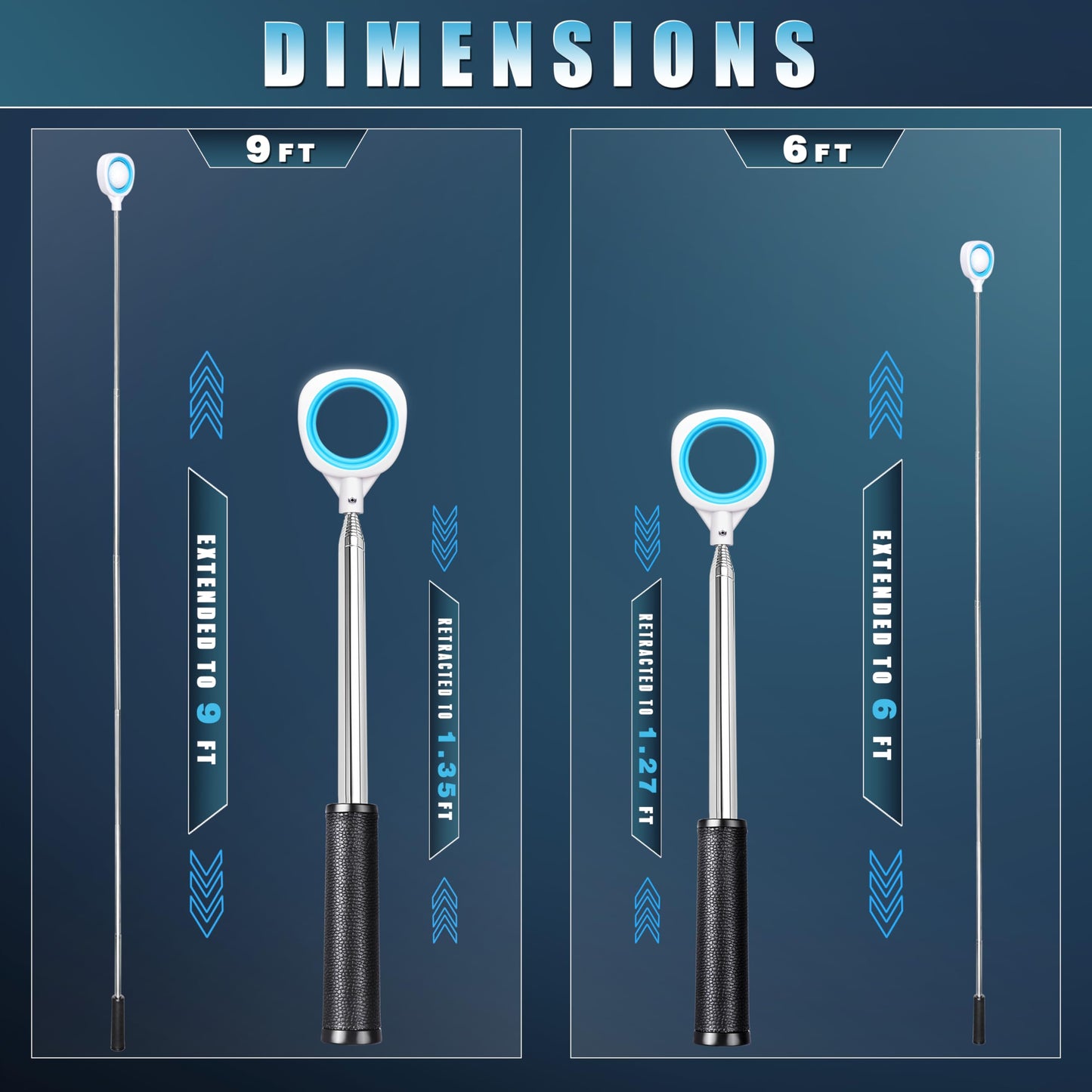 CHAMPKEY Golf Ball Retriever - Premium Stainless Steel Telescopic Golf Ball Picker