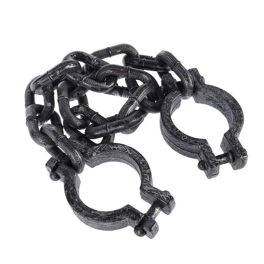 BESTOYARD Halloween Plastic Wrist Shackles Prison Handcuffs with Chain Links for Cosplay Costume Party Decoration, Black, 35 Inches Long