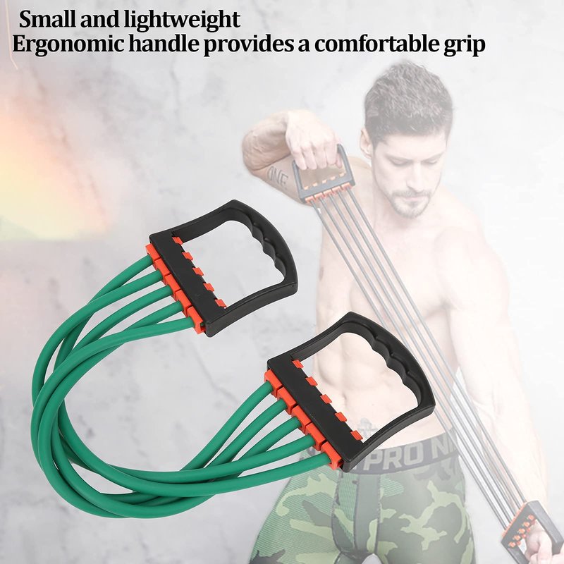 5 Spring Chest Expander for Men, Adjustable Resistance Muscle Strength Trainer Home Gym Workout Equipment for Chest Arm Legs Shoulder Back Muscles Training