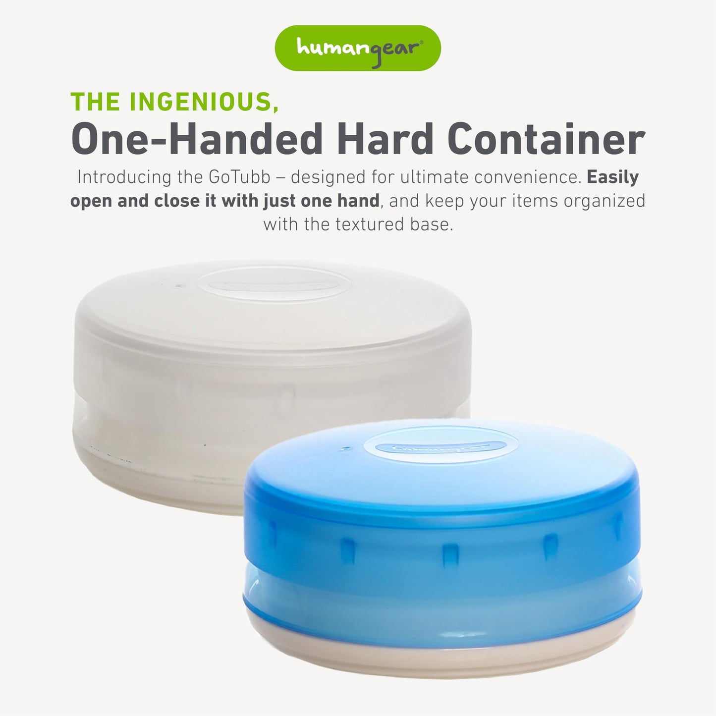 humangear GoTubb | Hard Container | Easy Open | Food-Safe Material, Clear/Blue, Large