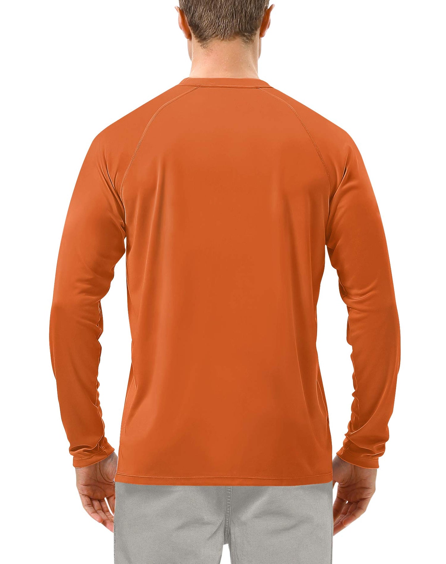 Roadbox Mens UPF 50+ UV Sun Protection Shirts Outdoor Long Sleeve SPF Diving Rash Guard for Fishing Hiking Swimming Orange